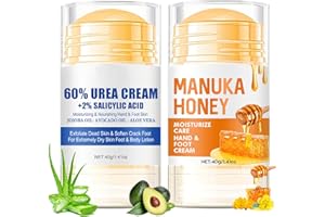 MUIEFE Crema Urea 60% + Crema de Miel, Hidratante para Pies, Barra Reparadora Talones Agrietados, Hidrata y Suaviza los Pies Secos, para Pie Secos y Agrietados, Talones, Manos, Codos y Rodillas
