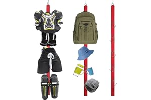 XITVVyg Hockey Drying Rack, Sports Gear Organizer with 5 Hooks For Home Travel Outdoor Baseball Using in Hockey Skating Football Lacrosse Camping Fishing- Sports Gear Hanger,Ice Hockey Gifts (Red)