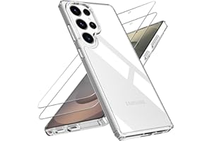 Natbok Clara Funda para Samsung Galaxy S25 Ultra 5G + 2 Piezas Protector Pantalla,Anti-Arañazos Duro PC Suave TPU Silicona Bumper Antigolpes Transparente Alta Caso, Funda delgada para Galaxy S25 Ultra