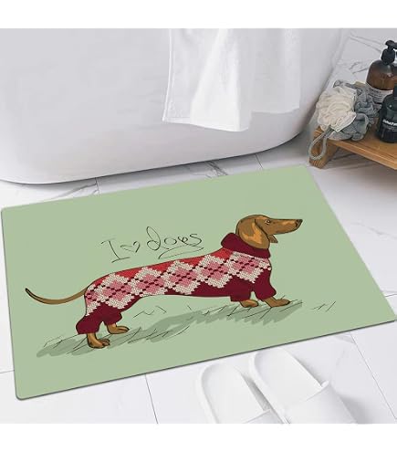 Rex London Badematte „Sausage Dog“ Mit Mini-Dackel-Motiv – Weich, Aber Nur Für Innen Geeignet