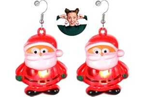 YAOMIAO Pendientes Intermitentes de Papá Noel LED Pendientes Colgantes de Navidad Pendientes con Luces Navideñas Joyas de Navidad para Mujer