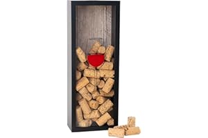 Castell Deco - Collettore di tappi di vino, tappi di bottiglia, scatola di sughero vino, 40x15x8, raccoglitore di sughero di vino. Realizzato in vero legno e vetro. (Long)