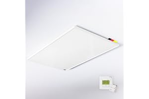 Könighaus Chauffage d’appoint infrarouge - 1000 W, kit complet avec thermostat radio ✓ Chauffage au plafond ✓ Chauffage électrique efficace ✓ + 5 ans garantie fabricant ✓ Protection anti surchauffe
