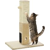 PawHut Scratching Post for Cats 79 cm 59.4 x 39 x 79 cm Beige and Cream | Scratcher for Cats, Scratcher, Hanging Ball Jingle