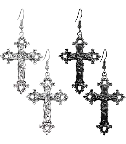 1 pezzo uomo donna punk gotico croce esagerata classica catena cristiana in metallo goccia orecchini pendenti gioielli hip hop di strada Kpop