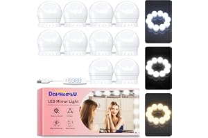 daphomeu Mirror Lights 10 Bulbs, Hollywood Mirror Light Kit, Vanity Lights Perfectly Hidden Cables, 3 Colors and 10 Intensiti
