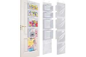 WOODOULOGY Appesi il deposito dei giocattoli alla porta, Block Animal Organizer Idea con 4 Case Bag rimovibili, due volte il portaoggetti con tasca di rete per ragazzina