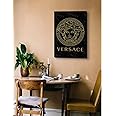 GADGETS WRAP Canvas Gallery Wrap Framed for Home Office Studio Living Room Decoration (14x22inch) - Versace Logo Gold Black