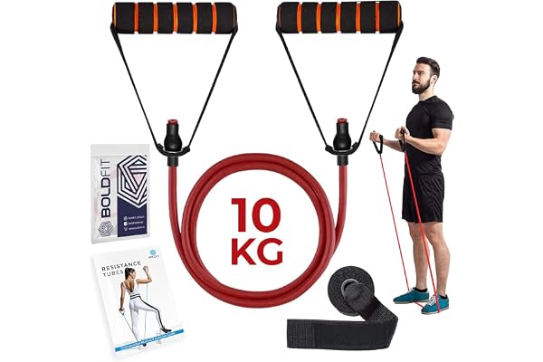 Boldfit Resistance Tube with Foam Handles, Door Anchor for Exercise & Stretching, Suitable in Home & Gym Workout for Men & Women-25Kg