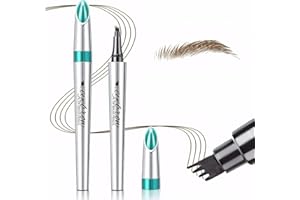 MXLFDC Eyebrow Pencil, 3D Waterproof Microblading Eyebrow Pen 4 Fork Tip Tattoo Pencil, Long Lasting Brow Tint for Makeup, Quickly Creating Natural Eyebrows for Beginners(Light Brown)