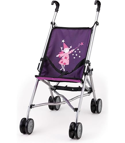 Bayer Design - Cochecito De Muñeca Bayer Chic 2000 601-71 Cochecito De Muñecas - Diseño Estrellas Lila, Plegable, Para Muñecas Hasta 52cm, 50x29x57cm Bayer Chic Roma Mini Bebes