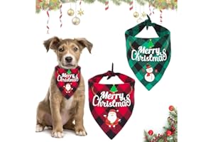 KOIROI Lot de 2 bandanas pour chien de Noël - Costume de Noël - Accessoires de vêtements pour chien - Bandanas - Bandana classique à carreaux pour chien