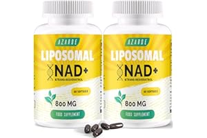 AZAROE Liposomal NAD+ & Trans-Resveratrol 800mg Softgels, High Absorption, Actual NAD+ Supplement for Cellular Repair, 60 Softgels (60 Count (Pack of 2))