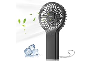 EasyAcc Wentylator ręczny z akumulatorem 5000, przenośny, 35 godzin, mocny, 4 prędkości, ładowany przez USB, mały wentylator ręczny, do podróży, biura, domu, czarny