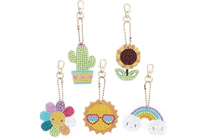 MingSH Diamond Painting Keychain,5 Pack DIY Rhinestone Keyrings Kits for Kids,Full Drill Crystal Cute Keychain Art Craft Key Chain Pendant for Handbag Charms Pendant
