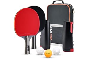 JOYJ Table Tennis Bats and Balls Set, Portable Table Tennis Paddles with Balls, Professional Ping Pong Set for 2 or 4 Players with Portable Bag