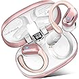 Wireless Earbuds, Bluetooth 5.4 Headphones with 4 ENC Noise Canceling Mic, 75H Playback Wireless Headphones with Earhooks, Deep Bass Earphones IP7 Waterproof Running LED Display, Touch Control Rosa