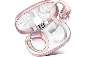 Ltinist Bezprzewodowe słuchawki douszne sportowe, odtwarzanie 75H, Bluetooth 5.3, głębokie basy, stereo, wyświetlacz zasilania LED, słuchawki z redukcją szumów, nauszniki, na siłownię, do biegania,