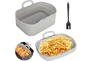 MINGPINHUIUS 3er Set Silikon Einlagen für Luftfritteusenkorb und Topf, zusammenklappbar, mit Silikonbürste, passend für Ninjas Dual Air Fryer Ofen und Mikrowelle