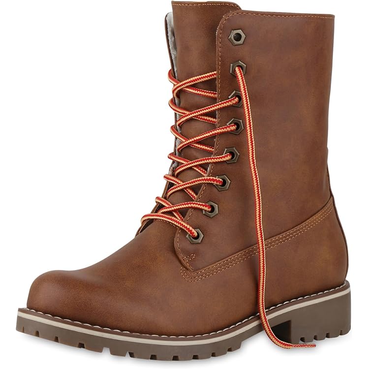 Mytrendshoe Worker Boots Damen Kunstfell