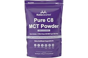 Pure C8 MCT Powder | 500g Pouch | 4X Ketone Boost vs Other MCT Oils | Zero Carbs | Mixes Easily | Keto Coffee Creamer | Vegan Safe Gluten Free | Zero Artificial Ingredients | Unflavoured | Ketosource®