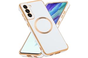 BAOJAY Funda para Samsung Galaxy S21+/S21 Plus 5G,Carcasa de Silicona TPU Galvanizada Compatible con Magsafe,Protección contra Caídas en Cuatro Esquinas,Moda Mujeres Phone Case Cover,Blanco