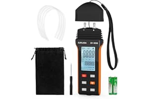 SURLABA Manómetro Medidor Presión de Gas, Differential Pressure Gauge Digital Rango Medición 30Psi con 11 Unidades Seleccionables, Probador Vacío Aire para Presión Diferencial 1-2 Tuberías, HVAC