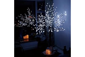 ‎CCLIFE CCLIFE Drzewko LED z kwiatami wiśni, dekoracyjne drzewko z oświetleniem LED, ciepła biel, zimna biel, dekoracja świetlna LED