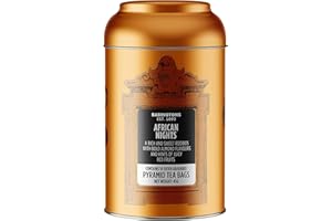 BABINGTONS BLENDS African Nights Rooibos Pyramid Tea Bags 18 Pyramids - Refreshing Lemon Myrtle, Hibiscus, Orange Peel & Almond - In a Resealable Caddy For Freshness Biodegradable & Plastic Free