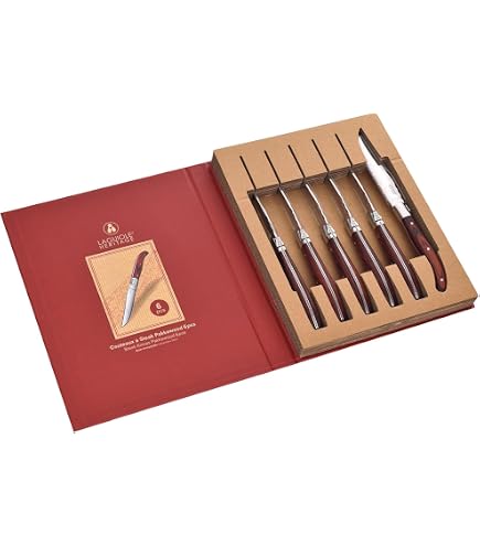 Coffret Laguiole 4 Couteaux à Steak - Manche En Bois D'olivier - Lame Inox - Longueur 23 Cm