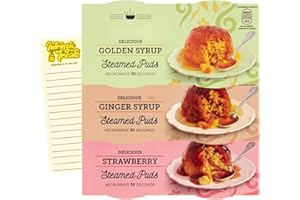 Sponge Pudding Bundle with Auntys Golden Syrup, Ginger Syrup and Strawberry Steamed Puddings (3 Twin Packs of 2 x 95g) with Intrinsic Treats Shopping List Card