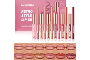 LANGMANNI 6 Matte Lip Liners With 6 Nourishing Lip Oils Set, Long-Lasting Non-Stick Cup Waterproof Makeup Set, Beauty Daily Cosmetics Gift for Girls