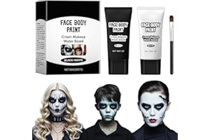 AN-WATTY Maquillaje Halloween Blanco y Negro, Pintura Cara Niños, Pintura de Cara Para Niños, Pinturas Cara Para Niños, Pintacaras Infantil Para Maquillaje Teatral, Fiesta, Maquillaje SFX