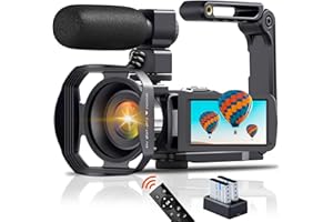 ACTIVERGE Caméscope 4K Caméra Vidéo 48MP 60FPS Zoom Numérique 18X WiFi,Webcam à Vision Nocturne IR Caméra pour Youtube,Vlogging Caméra de à Écran Tactile HD 3" avec 2 Piles,Microphone,Télécommande 2,4G,Carte SD