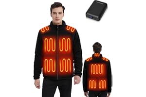 FrostVoyage Beheizbare Jacke Herren mit Powerbank 18400 mAh, Heizjacke Herren Fleece Wärmeweste Wärmejacke mit Akku, Beheizte Fleecejacke Kleidung Winter Wärme Jacke mit Heizung, 10 Heizzonen