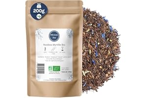 OBVIOUS TEA Infusion Rooibos Myrtille Bio - Infusion Vegan en Vrac, 100% Naturel, Sans OGM - Agriculture Biologique - Fabrication Française - Sachet 200 gr (100 Tasses)
