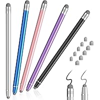 Stylus Pens for Touch Screens, 5Pack Tablet Stylus Sensitivity and Capacitive 2in1 Handy Pen with 10 Fiber Tips for Ipad/Andr