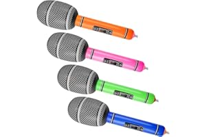 Rumyve 4Pcs Inflatable Microphones - Durable Kids' and Adults' Pretend Play Microphone Toys - Party Supplies and Gifts (4 Colors)