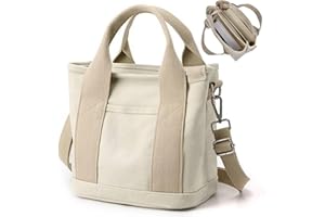 Aucuu Sac Fourre-Tout en Toile pour Femme, Sac à Bandoulière avec Sangle Réglable, Sac à Main pour Femme avec Fermeture éclair, Fourre-Tout Femme pour l'école, Shopping, Travail, Voyages