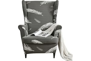 MINGPINHUIUS Wingback Chair Cover Sofa Slipcover - Stretch Polyester Wingback Armchair Covers Super Soft Furniture Protector Couch for Living Room Machine Washable/Skid Resistance