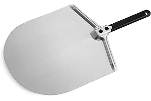 Gi.Metal Pala per Pizza corta in Alluminio anodizzato (Manico 25cm, Testa 33cm) - Linea Amica, certificata per Uso Alimentare, ideale per il Forno di Casa, 100% Made in Italy