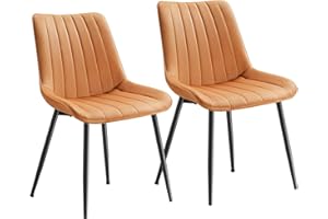 ‎SONGMICS SONGMICS Zestaw 2 Krzeseł Do Jadalni, Aksamitne Krzesło Kuchenne Tapicerowane, Nośność 120 kg, Stalowe Nogi, Zaokrąglone Oparcie, Karmelowy Brąz-Tusz Czarny LDC090K01