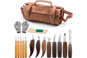 Qingning Kit di Coltelli per Intaglio del Legno-17pcs, Strumenti per Intaglio del Legno, Set di Strumenti da Intaglio, DIY Set di Utensili per Intaglio Legno per Principianti e Professionisti