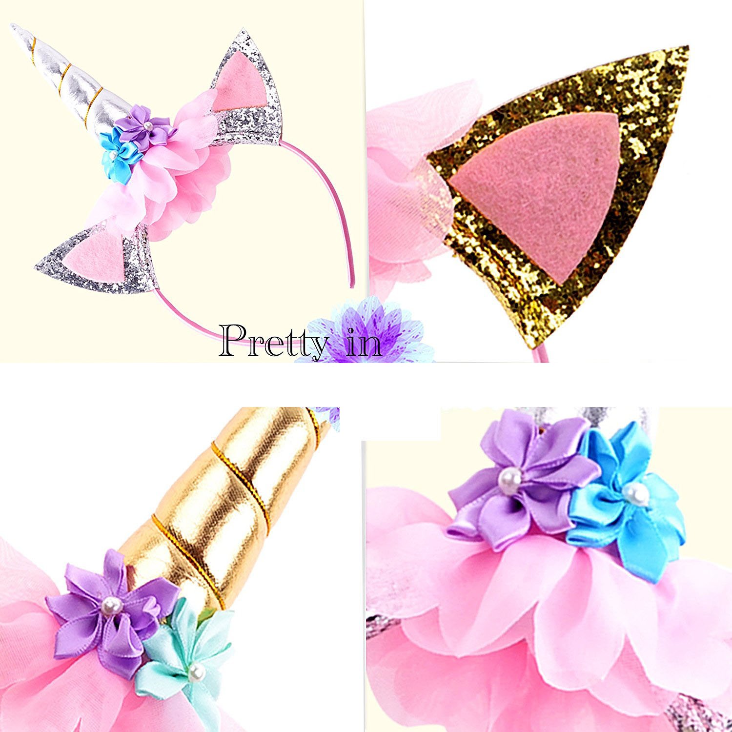 DRESHOW-Paquet-de-4-sacs--dos-avec-cordon-de-licorne-mignonsac-de-maquillagecollier-avec-chane-en-alliagependentif-moelleux-porte-cls-porte-cls