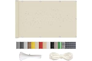 MAIFENGL Pantalla para Balcón Jardín Protección de Privacidad Protección UV Opaca Pantalla de Polyster con Ataduras de Cables y Cuerdas- Beige|| 60x150cm