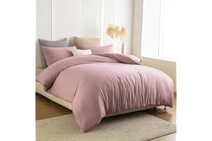 Soifox Pościel 140 x 200 cm, różowa - komplet pościeli z mikrofibry, nie wymaga prasowania i wypierania - 1 poszewka na kołdrę + 1 poszewka na poduszkę 80 x 80 cm z zamkiem błyskawicznym