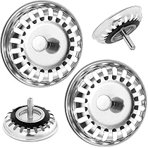 Pack De 2 Bouchons D'Évier Pop-Up Anti-Colmatage – Crépine Inox Avec Filtre Amovible – Universel 34-40 Mm – Cuisine & Salle De Bain