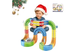 GENERIC Juego de Tren eléctrico de fusión: 83 Piezas con Cubo mágico, Pista magnética 3D, monorraíl Infinito y Coche Recargable para niños