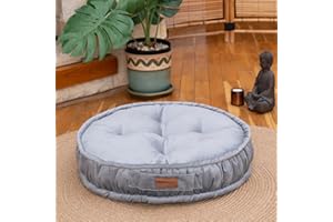 ‎DEKORIST Dekorist Bodenkissen, Cozy Sitzkissen Boden, Dekorative Boden Kissen Rund, Weich Dicker Stuhlkissen, Meditationskissen, Yogakissen, Katzen- und Hundebett, 56x56x12 cm, Hellgrau
