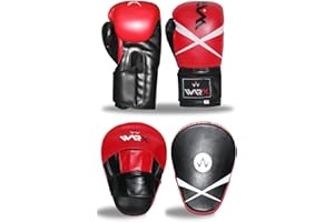 WARX Boxing Gloves and Pads set Focus Punch Mitts MMA Training Sparring Hook and Jab strike target with Punching Gloves